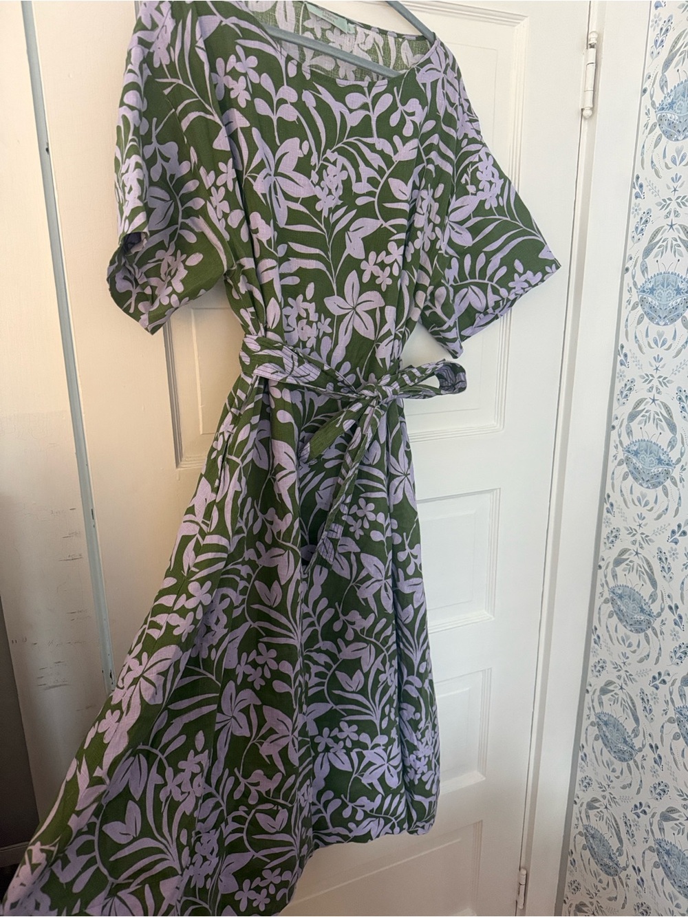 Women’s Mersea x Voyageur Floral Tie-Waist Dress in Olive Green & Lilac